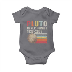 Never Forget Pluto Baby Onesie Retro Style Funny Space Science TS10 Charcoal Print Your Wear