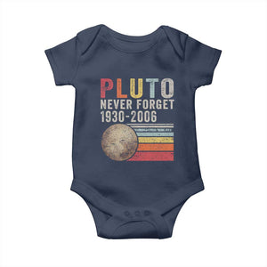 Never Forget Pluto Baby Onesie Retro Style Funny Space Science TS10 Navy Print Your Wear