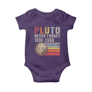 Never Forget Pluto Baby Onesie Retro Style Funny Space Science TS10 Purple Print Your Wear