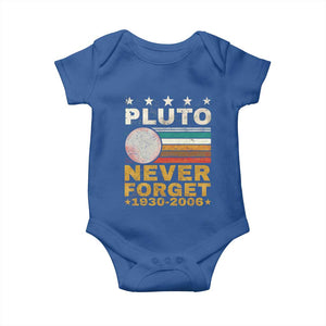 Never Forget Pluto Baby Onesie Retro Style Funny Space Science 1930-2006 TS10 Royal Blue Print Your Wear