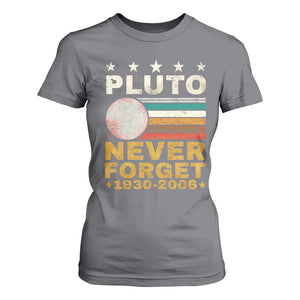 Never Forget Pluto T Shirt For Women Retro Style Funny Space Science 1930-2006 TS10 Charcoal Print Your Wear