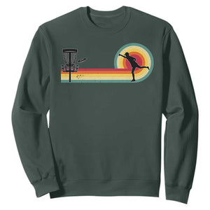 Disc Golf Retro Sweatshirt Vintage Frisbee Golf Player TS10 Dark Forest Green Print Your Wear