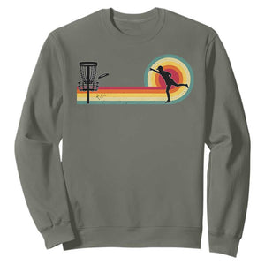 Disc Golf Retro Sweatshirt Vintage Frisbee Golf Player TS10 Military Green Print Your Wear