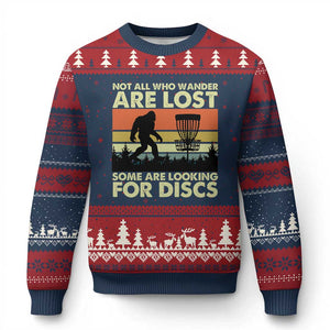 Funny Disc Golf Bigfoot Ugly Christmas Sweater Vintage Sasquatch Sports Golfer Dad Frisbee - Print Your Wear