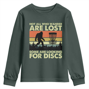 Funny Disc Golf Bigfoot Youth Sweatshirt Vintage Sasquatch Sports Golfer Dad Frisbee TS10 Dark Forest Green Print Your Wear