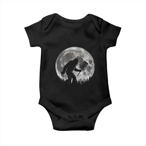 Disc Golf Bigfoot Baby Onesie Funny Cool Full Moon & Trees Sasquatch TS10 Black Print Your Wear