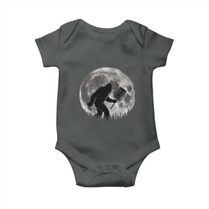Disc Golf Bigfoot Baby Onesie Funny Cool Full Moon & Trees Sasquatch TS10 Dark Heather Print Your Wear
