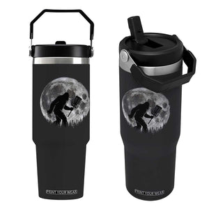 Disc Golf Bigfoot Flip Straw Tumbler Funny Cool Full Moon & Trees Sasquatch TS10 One Size: 30 oz Black Print Your Wear