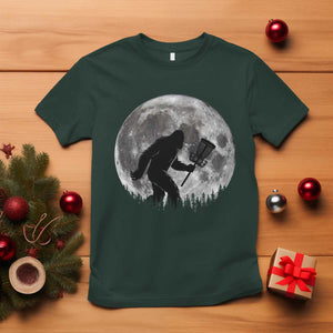 Disc Golf Bigfoot T Shirt Funny Cool Full Moon & Trees Sasquatch TS10 Dark Forest Green Print Your Wear