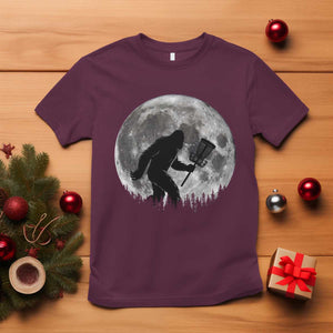 Disc Golf Bigfoot T Shirt Funny Cool Full Moon & Trees Sasquatch TS10 Maroon Print Your Wear