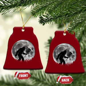 Disc Golf Bigfoot Ceramic Ornament Funny Cool Full Moon & Trees Sasquatch - Print Your Wear