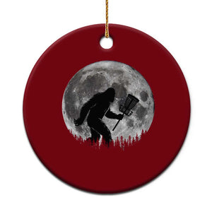 Disc Golf Bigfoot Ceramic Ornament Funny Cool Full Moon & Trees Sasquatch - Print Your Wear