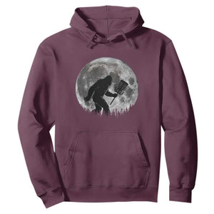 Disc Golf Bigfoot Hoodie Funny Cool Full Moon & Trees Sasquatch TS10 Maroon Print Your Wear
