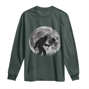 Disc Golf Bigfoot Long Sleeve Shirt Funny Cool Full Moon & Trees Sasquatch TS10 Dark Forest Green Print Your Wear