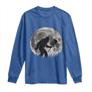 Disc Golf Bigfoot Long Sleeve Shirt Funny Cool Full Moon & Trees Sasquatch TS10 Royal Blue Print Your Wear