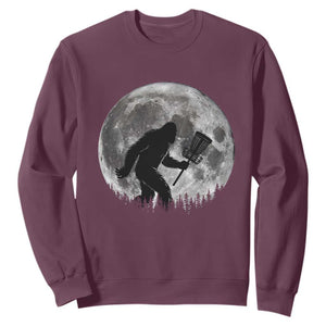 Disc Golf Bigfoot Sweatshirt Funny Cool Full Moon & Trees Sasquatch TS10 Maroon Print Your Wear