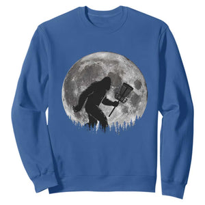 Disc Golf Bigfoot Sweatshirt Funny Cool Full Moon & Trees Sasquatch TS10 Royal Blue Print Your Wear