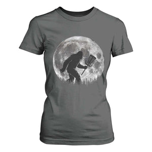 Disc Golf Bigfoot T Shirt For Women Funny Cool Full Moon & Trees Sasquatch TS10 Dark Heather Print Your Wear