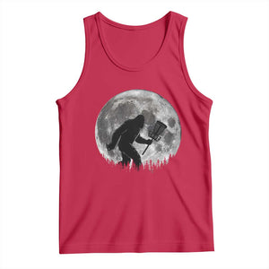 Disc Golf Bigfoot Tank Top Funny Cool Full Moon & Trees Sasquatch - Print Your Wear