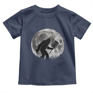 Disc Golf Bigfoot Toddler T Shirt Funny Cool Full Moon & Trees Sasquatch TS10 Navy Print Your Wear
