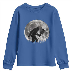 Disc Golf Bigfoot Youth Sweatshirt Funny Cool Full Moon & Trees Sasquatch TS10 Royal Blue Print Your Wear