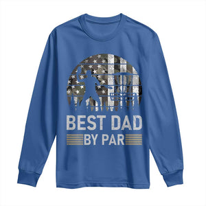Disc Golf Best Dad By Par Long Sleeve Shirt Funny Sports Golfer Frisbee Camo American Flag TS10 Royal Blue Print Your Wear