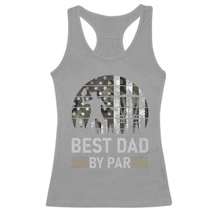 Disc Golf Best Dad By Par Racerback Tank Top Funny Sports Golfer Frisbee Camo American Flag - Print Your Wear
