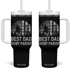 Disc Golf Best Dad By Par Tumbler With Handle Funny Sports Golfer Frisbee Camo American Flag TS10 One Size: 40 oz Black Print Your Wear
