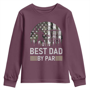 Disc Golf Best Dad By Par Youth Sweatshirt Funny Sports Golfer Frisbee Camo American Flag TS10 Maroon Print Your Wear
