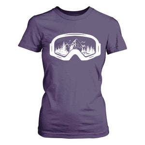 Skiing T Shirt For Women Skiing Goggles Snow Wintersport Ski Snowboard TS10 Purple Print Your Wear