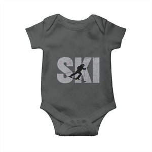 Cool Distressed Skiing Baby Onesie for Skiers TS10 Dark Heather Print Your Wear