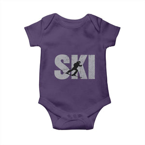 Cool Distressed Skiing Baby Onesie for Skiers TS10 Purple Print Your Wear