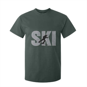Cool Distressed Skiing T Shirt For Kid for Skiers TS10 Dark Forest Green Print Your Wear
