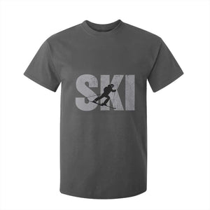 Cool Distressed Skiing T Shirt For Kid for Skiers TS10 Dark Heather Print Your Wear