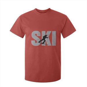 Cool Distressed Skiing T Shirt For Kid for Skiers TS10 Red Print Your Wear