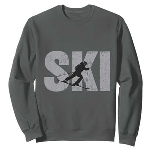 Cool Distressed Skiing Sweatshirt for Skiers TS10 Dark Heather Print Your Wear