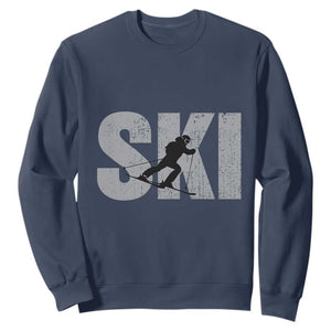 Cool Distressed Skiing Sweatshirt for Skiers TS10 Navy Print Your Wear