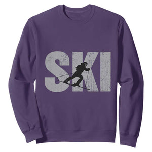 Cool Distressed Skiing Sweatshirt for Skiers TS10 Purple Print Your Wear