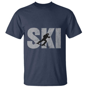 Cool Distressed Skiing T Shirt for Skiers TS10 Navy Print Your Wear