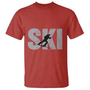Cool Distressed Skiing T Shirt for Skiers TS10 Red Print Your Wear