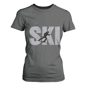 Cool Distressed Skiing T Shirt For Women for Skiers TS10 Dark Heather Print Your Wear