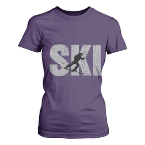 Cool Distressed Skiing T Shirt For Women for Skiers TS10 Purple Print Your Wear