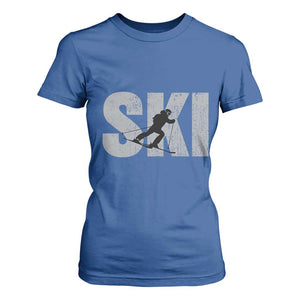 Cool Distressed Skiing T Shirt For Women for Skiers TS10 Royal Blue Print Your Wear