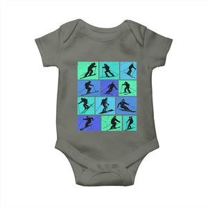 Skiing Baby Onesie for Skiers Wintersport Ski Snowboard TS10 Military Green Print Your Wear