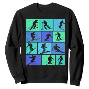 Skiing Sweatshirt for Skiers Wintersport Ski Snowboard TS10 Black Print Your Wear