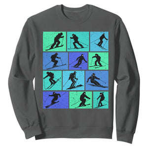 Skiing Sweatshirt for Skiers Wintersport Ski Snowboard TS10 Dark Heather Print Your Wear
