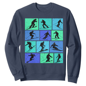 Skiing Sweatshirt for Skiers Wintersport Ski Snowboard TS10 Navy Print Your Wear