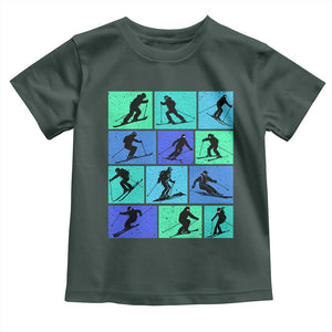 Skiing Toddler T Shirt for Skiers Wintersport Ski Snowboard TS10 Dark Forest Green Print Your Wear