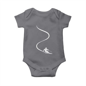 Skiing Baby Onesie Skier With Tracks In Deep Powder Snow Freeride Gift TS10 Charcoal Print Your Wear