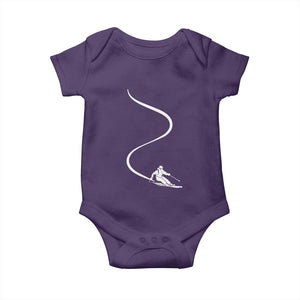 Skiing Baby Onesie Skier With Tracks In Deep Powder Snow Freeride Gift TS10 Purple Print Your Wear